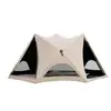 Tienda de campaña de playa con parasol de apertura rápida, tienda de campaña para acampar al aire libre, tienda hexagonal plegable portátil, parasol con recubrimiento negro