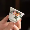Taza de Té Floral Pintada a Mano de Porcelana Blanca de Dehua Taza Maestra de Porcelana de Jade Grasa de Cordero Taza Japonesa para Cata de Té Kung Fu Taza Individual de Cerámica Tazón de Té
