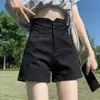 Shorts de Mezclilla Negros Elásticos para Mujer Otoño e Invierno Tallas Grandes Chica Gordita Ropa Casual Barriga Prominente Cintura Súper Alta Pierna Ancha Forma A Pantalones Cortos Ajustados