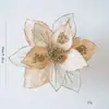 Novo acessório de decoração de Natal com flor de Natal de malha de veludo sintético com lantejoulas, 25cm, transfronteiriço