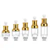Botella de vidrio para aceites esenciales de 30 ml con forma de hombro, Botella de vidrio transparente dispensadora de sérum de 20 ml, Botella de muestra cosmética, Botella vacía