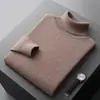 Suéter gola alta masculino para outono e inverno, camisa base casual business slim fit, novo top de tricô masculino