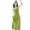Temperamento hermoso super hada dopamina 2025 nuevo vacaciones de verano tirante francés vestido verde francés marea