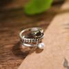 Anillo abierto de plata de ley s925 con múltiples capas de diamantes, anillo retro, anillo de perla para mujer, joyería de plata de ley al por mayor