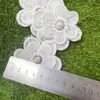 Em Estoque Organza Bordada Flores Tridimensionais Patches Bordados Brancos Acessórios para Roupas Infantis Decorações Florais DIY
