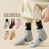 Calcetines de Algodón para Niños Nuevos de Primavera y Otoño, Calcetines de Media Pantorrilla con Gatos y Conejos de Dibujos Animados 3D, Calcetines Sin Costuras, Suaves y Amigables con la Piel para Otoño e Invierno