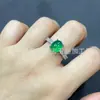 Anillo de Calcedonia de Hielo Natural para Mujer, Piedra Preciosa de Color Jade Incrustada con Piedras Preciosas de Plata, Anillo de Ágata Transparente de Hielo Verde Imperial