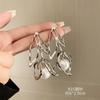 Pendientes de borla de flor de perla de circón, estilo rojo neto, pendientes de temperamento de lujo ligeros, pendientes femeninos de nicho sencillos que combinan con todo.