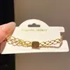 Pulsera cuadrada con forma de corazón plisado, gota de agua hueca, estilo minimalista, pulsera vintage única, joyería de nicho de alta gama al por mayor