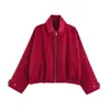 Jaqueta aviador xadrez da moda versátil estilo europeu e americano, novo top casual solto afunilador plissado de outono