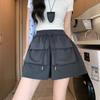 Shorts Cargo Americanos de Secado Rápido para Mujer Verano Nuevo Cintura Alta Cordón Bolsillo Grande con Solapa Pantalones Línea A Ropa Exterior Deportiva Shorts de Pierna Ancha