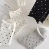 Calcetines Sueltos de Algodón Puro con Borde Enrollado de Lunares para Mujer Zhuji, Color Crema, Anti-Pilling, Sin Costuras, Caídos, Calcetines Casuales para Mujer