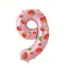 Globo Grande de Aluminio Rosa con Forma de Fresa Digital de 32 pulgadas Decoración de Fotografía para Fiesta de Cumpleaños Infantil Bebé Primer Año Arreglo
