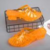 Novas Sandálias Femininas de Plástico Cristal Transparente Sandálias Macias para Casa com Salto Sandálias Casuais de PVC Femininas