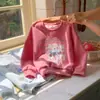 Camiseta de Manga Larga para Niña Primavera y Otoño 2026 Nuevo Otoño Dibujos Animados Lazo Ropa Exterior Cuello Redondo Sudadera Engrosada para Niños Pequeños