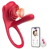 Anillo de Bloqueo Controlado por App Portátil de Flor de Rosa Chuchen, un dispositivo de succión y estimulación multifrecuencia para hombres, diseñado para el placer y el uso sexual