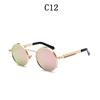 Gafas de sol steampunk redondas de nueva moda transfronteriza para hombres y mujeres, gafas de sol vintage, patilla de resorte, gafas de metal