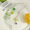 [Primavera] cordão de laço de estrela de cinco pontas verde corda anti-perda para celular corrente de celular pingente decorativo