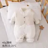Macacão de bebê para outono e inverno com enchimento de algodão, macacão, estilo cavalheiro para bebês meninos, agasalho para recém-nascidos, roupa de algodão de inverno