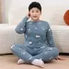 Conjunto de roupa íntima térmica plus size com estampa de desenho animado, modelagem solta, para meninos e meninas, 2026, para adolescentes e crianças plus size