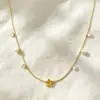 Colar Estrela de Cinco Pontas Pérola Zircônia Estilo Ins Nicho Luxo Leve Moda Europeia e Americana Luxo Leve Corrente de Osso de Cobra de Alta Qualidade