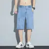 Pantalones Cortos de Mezclilla de Seda Helada para Hombre 2026 Verano Delgados Modernos Sueltos Rectos Estilo Americano Tencel Casual de Longitud hasta la Rodilla