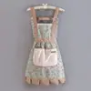 Avental de Algodão Fino de Verão Estilo Coreano para Cozinha Doméstica Feminina Anti-Manchas Respirável Estilo Estrangeiro Fofo Roupa de Trabalho Avental de Cozinha