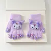 Guantes de Peluche de Gatito para Niñas, Nuevo Estilo de Invierno, Cálidos, Lindos, Separados por Dedos, Compatibles con Pantalla Táctil, Guantes Kt a Prueba de Viento