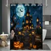 Cortina de Ducha Temática de Halloween, Cortina de Baño Impermeable y Antimoho de una Sola Capa con Anillos Grandes, Soporta Dropshipping Global de Cortinas de Halloween