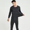 Conjunto de Roupa Íntima Térmica Long John Grossa de Veludo Masculina de Inverno para Homens de Meia-Idade e Extra Gordinhos
