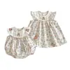 Roupas de Verão para Recém-Nascidos Estilo Coreano Macacão para Bebê Menina Macacão Fofo de Urso Vestido Leve 100% Algodão