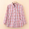 Camisa a cuadros para mujer de mediana edad y anciana, top de algodón para mujer, camisa de primavera y verano para madre de talla grande, camisa fina de estilo occidental