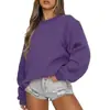 Sudaderas Casuales Deportivas Unisex Transfronterizas Cuello Redondo Pulóveres Hip-Hop Color Sólido Con Felpa Manga Larga Camisetas Base Venta al por Mayor