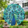 Sino de Vento Mandala Giratório 3D para Jardim Externo Varanda Quintal Ornamento Decorativo Pendurado Criativo de Pássaro em Aço Inoxidável