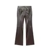 Pantalones de Cuero Casual Acampanados Ajustados con Botones de Cuero, Nuevo Estilo Europeo y Americano de Otoño para Mujer 17045975 Venta al por Mayor para Comercio Exterior