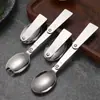 Cuchara de Acero Inoxidable 304 de Tres Secciones, Tenedor de Ensalada de Cocina, Juego para Lonchera, Vajilla Plegable, Juego de Conveniencia para Picnic al Aire Libre