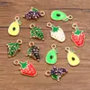 3 Accesorios de Joyería de Aleación DIY KC Oro Esmalte Goteante Encanto Colgante de Fruta Uva Fresa Aguacate