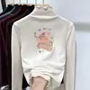 Top Base Térmica Infantil Pelúcia Escovada Gola Meia-Alta Outono/Inverno Meninas Quente Versátil para Crianças Médias/Grandes Borda com Babado Roupa Íntima