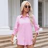 Camisa Blanca Nueva para Mujer 2026 Europea y Americana Transfronteriza Amazon Comercio Exterior Primavera y Verano, Longitud Media, Holgada, Sexy, Manga Larga, Elegante