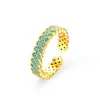 Anillo de Plata de Ley S925 Turquesa Azul Cielo Totalmente Incrustado Estilo Europeo y Americano para Mujer Diseño de Nicho Sentido Abierto Stock Disponible Dropshipping