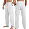 Pantalones Casuales Deportivos de Lino Transpirable de Pierna Recta para Hombre de Talla Grande Holgados Estilo Old Money Transfronterizos de Amazon Europeo y Americano