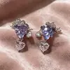 Brincos de Tarraxa Roxo Romântico da Idade Média Femininos Brincos Geométricos de Alta Qualidade 2025 Novos Brincos Elegantes com Flor Francesa para Mulheres