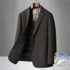 Terno Casual Masculino Forrado com Penas Lã Mistura de Acetato Outono Inverno Novo Negócios Slim Fit Tamanho Grande Terno Masculino