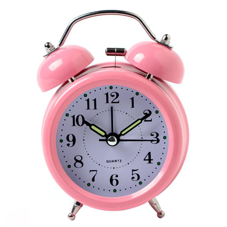 3寸金属打铃闹钟 超静音 夜光针 带夜灯