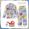 Pijamas para niños, Ropa de casa fina de manga larga para primavera y otoño para niños y niñas, de dibujos animados, talla mediana y grande