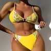 Maiô Estampado Fonte Termal para Mulheres 2026 Aliexpress Moda Praia Novo Estilo Europeu e Americano Biquíni Biquíni Sexy de Praia