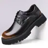 Zapatos de plataforma bajos con cordones para hombre estilo retro, moda de otoño, nuevos zapatos casuales de cuero, zapatos de moda que aumentan la altura, disponibles para dropshipping