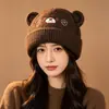 Bonito gorro de punto con orejas de gatito para mujer, cálido y protector para las orejas para otoño e invierno, versátil y estiliza el rostro, un gorro de moda