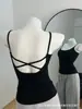Camisola sexy estilo cómic con espalda cruzada, copas en el busto, entallada a la cintura, adelgazante, simple, adecuada para usar en capas o como top