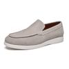 Zapatos Casuales para Hombre de Gamuza Slip-On Estilo Británico Gamuza Cuero Genuino Mocasines Mate Zapatos Perezosos para Hombre